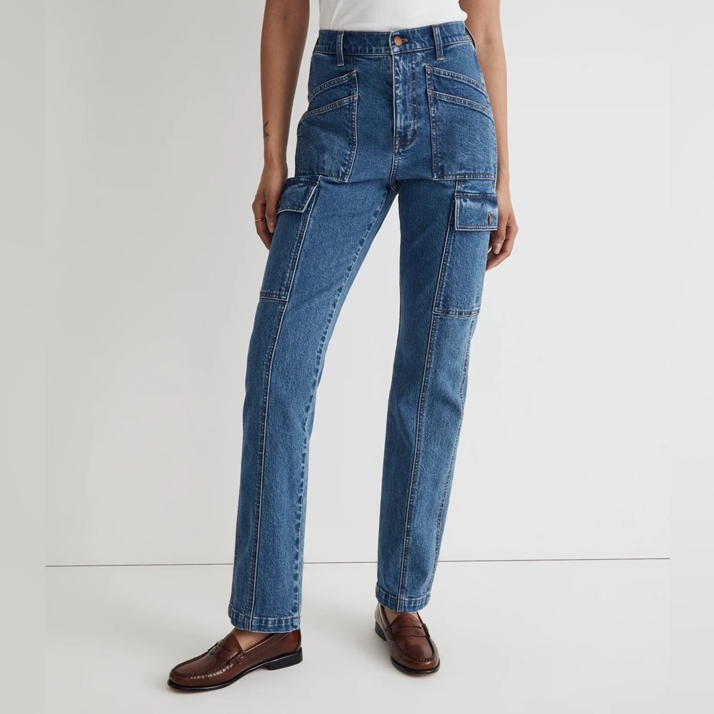 madewell • 90s straight cargo jean utility dark wash 25